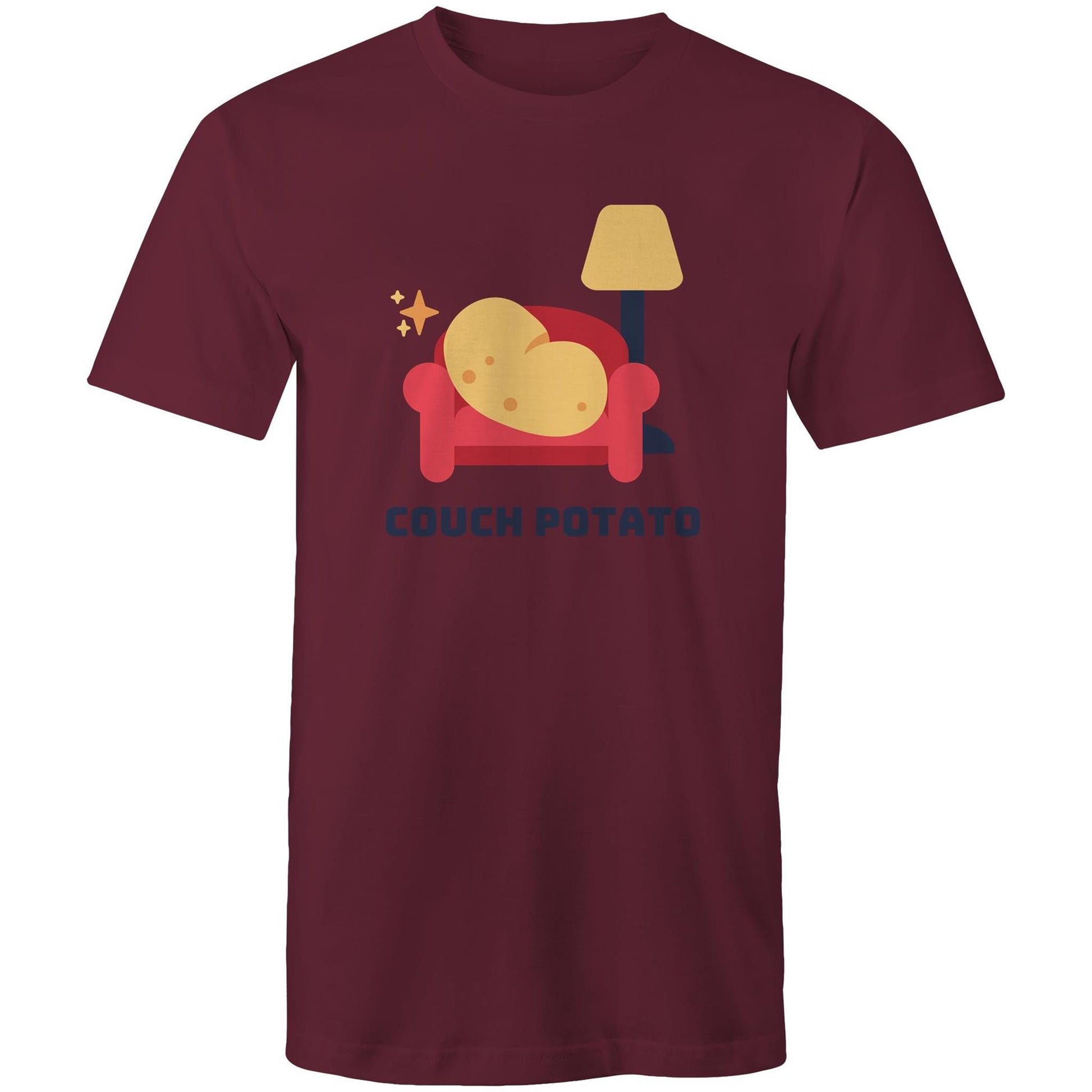 Couch Potato - Mens T-Shirt Burgundy Mens T-shirt Funny Plants