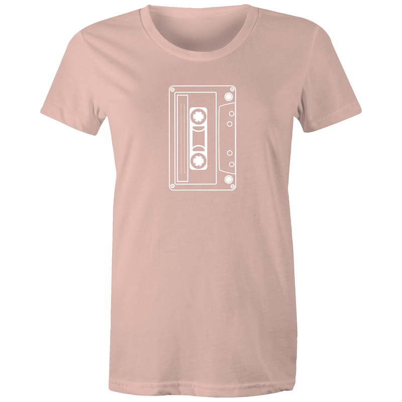 Cassette - Women's T-shirt Pale Pink Womens T-shirt Music Retro Womens