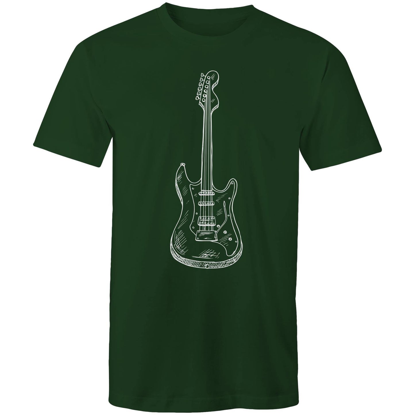 Guitar - Mens T-Shirt Forest Green Mens T-shirt Mens Music