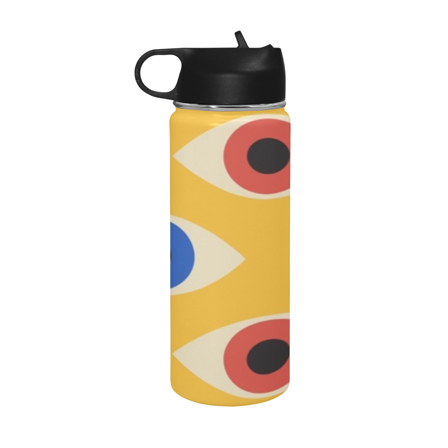 Eyes on Yellow - Insulated Water Bottle with Straw Lid (18 oz) Insulated Water Bottle with Straw Lid