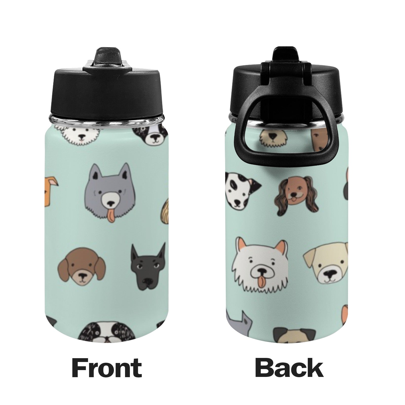 Funny Dogs - Kids Water Bottle with Straw Lid (12 oz) Kids Water Bottle with Straw Lid