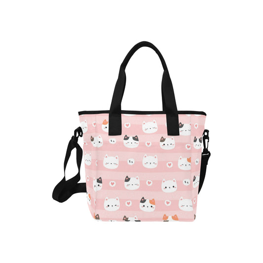 Pink Cats - Tote Bag with Shoulder Strap Nylon Tote Bag