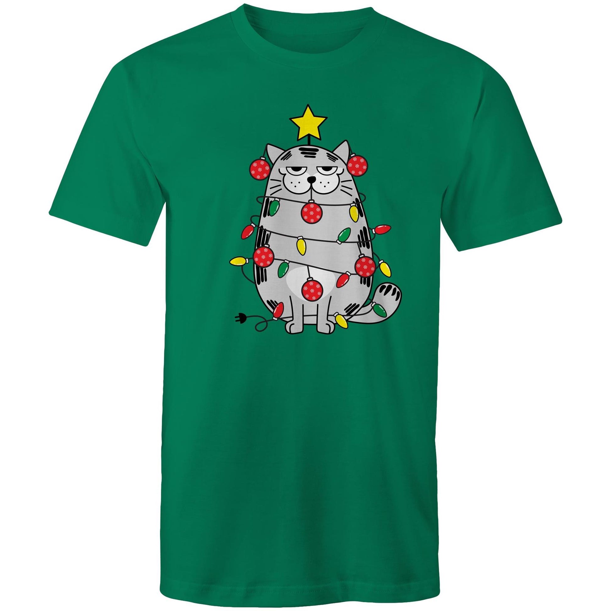 Christmas Cat - Mens T-Shirt Kelly Green Christmas Mens T-shirt Merry Christmas