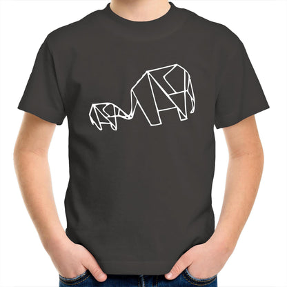 Origami Elephant - Kids Youth Crew T-Shirt Charcoal Kids Youth T-shirt animal