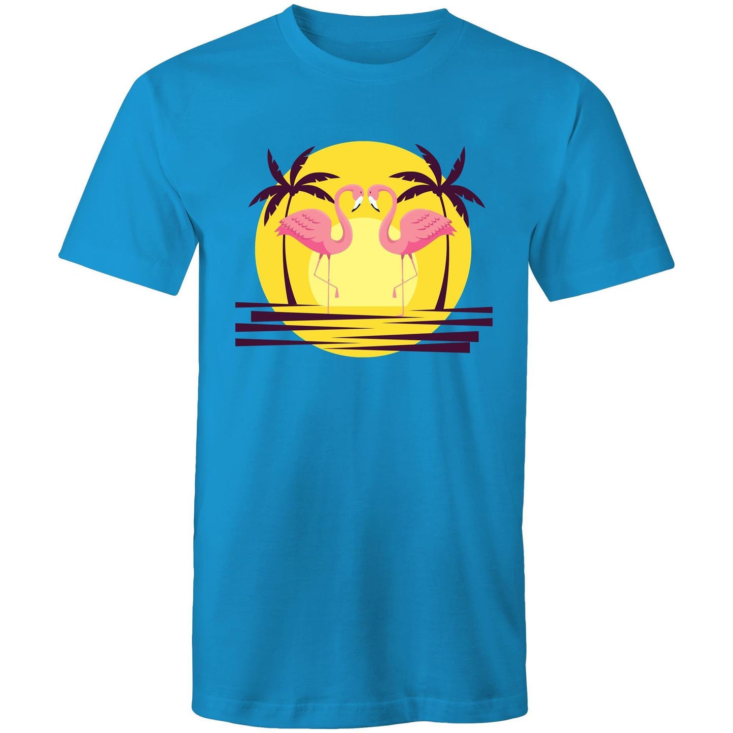 Flamingo Love - Mens T-Shirt Arctic Blue Mens T-shirt animal Mens Retro Summer
