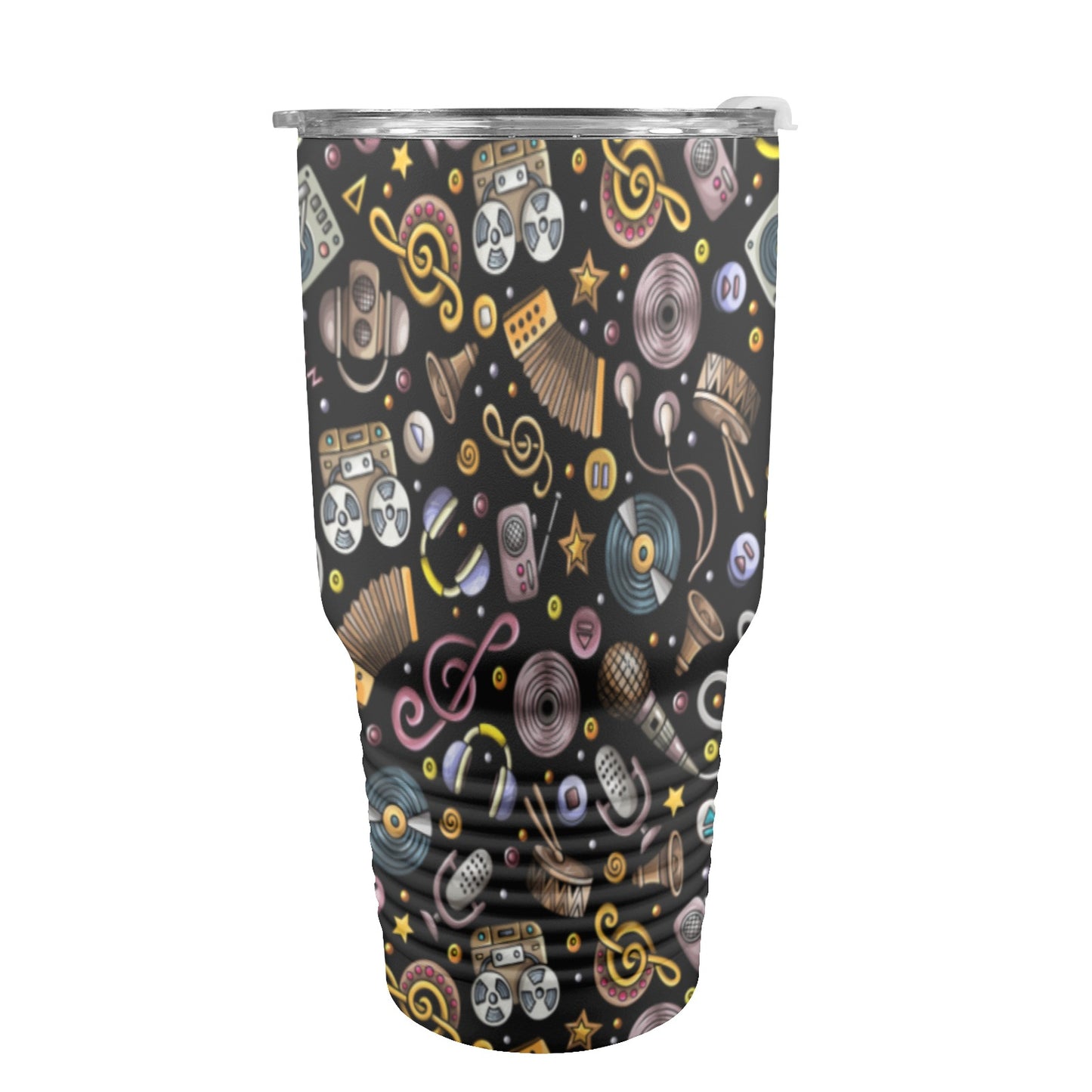 Retro Music Mix - 30oz Insulated Stainless Steel Mobile Tumbler 30oz Insulated Stainless Steel Mobile Tumbler
