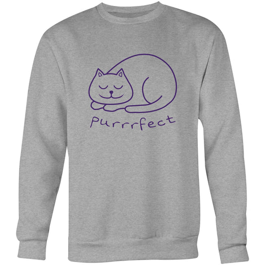 Purrrfect - Crew Sweatshirt Grey Marle Sweatshirt animal Mens Womens