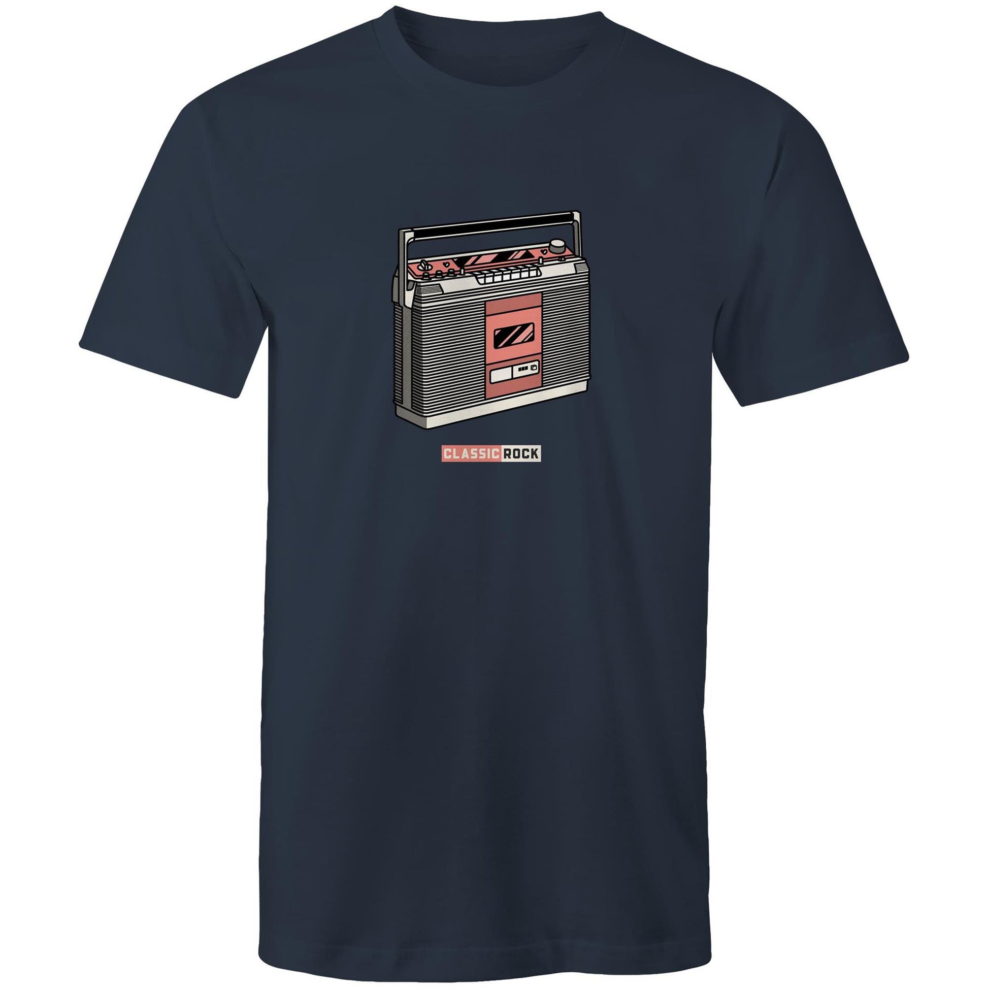 Classic Rock, Cassette Player - Mens T-Shirt Navy Mens T-shirt Music Retro