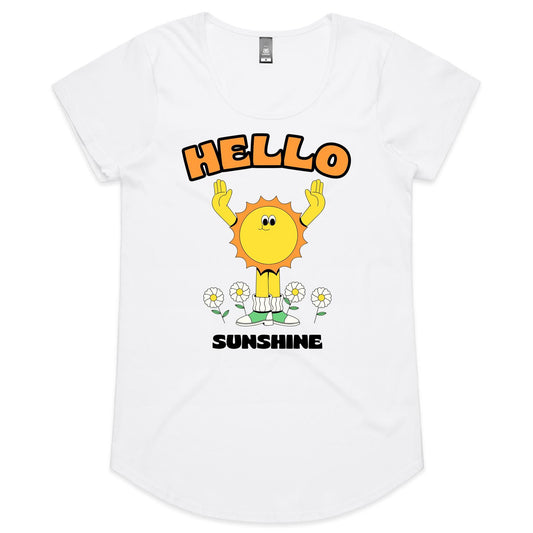 Hello Sunshine - Womens Scoop Neck T-Shirt White Womens Scoop Neck T-shirt Retro Summer