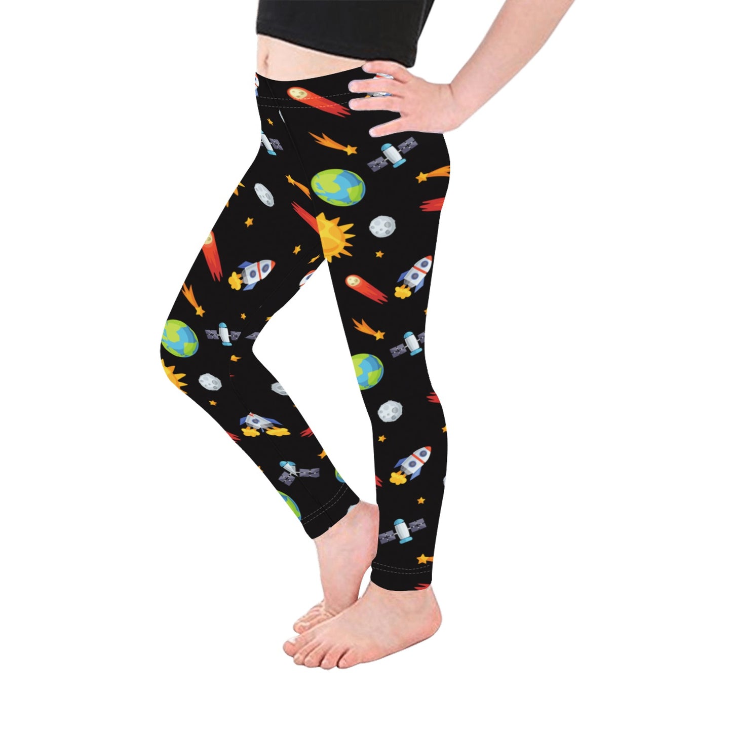 Busy Space - Kid's Ankle Length Leggings Kids Leggings