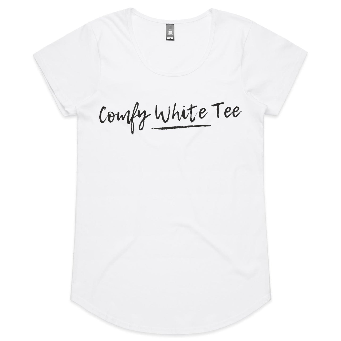 Comfy White Tee - Womens Scoop Neck T-Shirt White Womens Scoop Neck T-shirt Funny