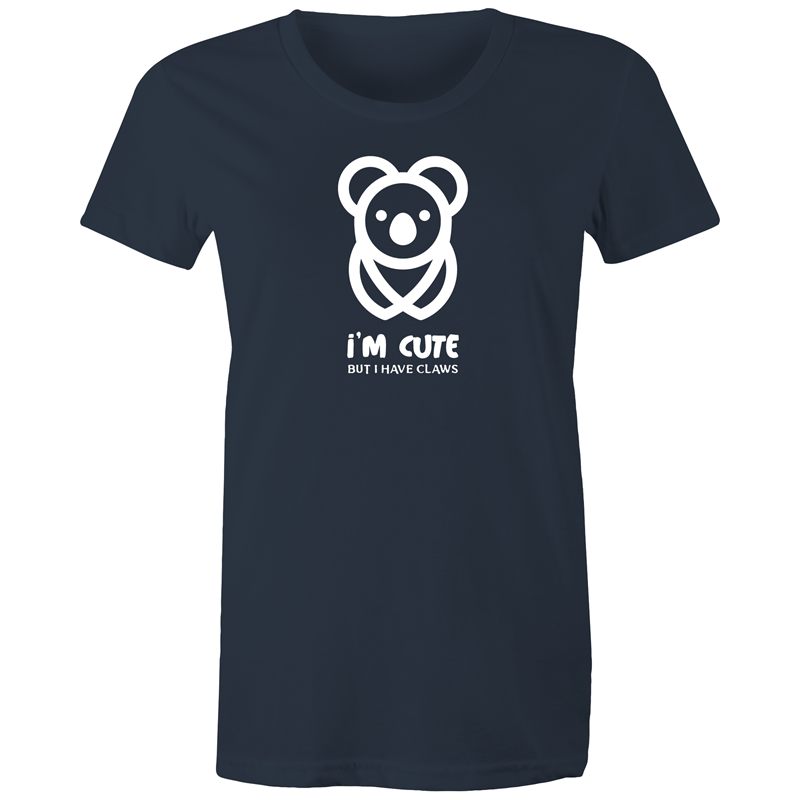 Koala, I'm Cute But I Have Claws - Women's T-shirt Navy Womens T-shirt animal Funny Womens