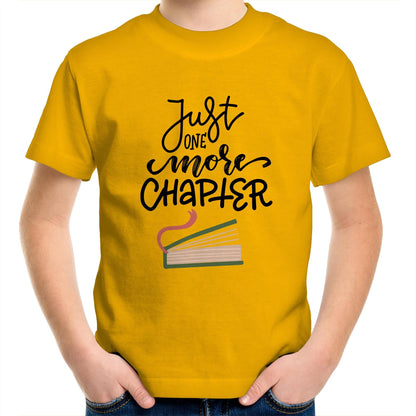 Just One More Chapter - Kids Youth Crew T-Shirt Gold Kids Youth T-shirt Reading