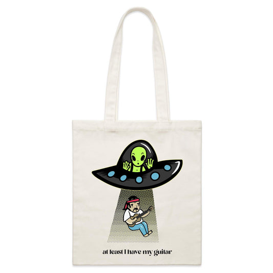 Guitarist Alien Abduction - Parcel Canvas Tote Bag Default Title Parcel Tote Bag Music Sci Fi