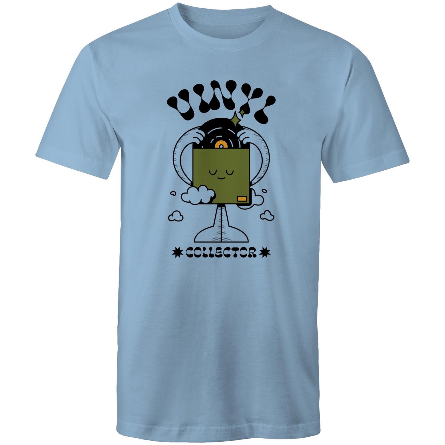 Vinyl Collector - Mens T-Shirt Carolina Blue Mens T-shirt Music Retro