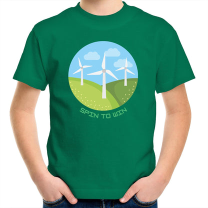 Spin To Win - Kids Youth Crew T-Shirt Kelly Green Kids Youth T-shirt Environment