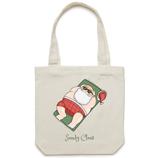 Sandy Claus - Canvas Tote Bag Cream One Size Christmas Tote Bag Merry Christmas