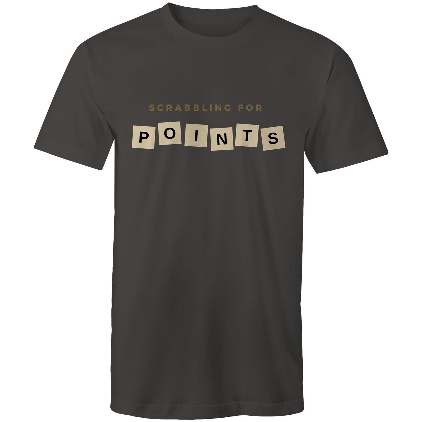 Scrabbling For Points - Mens T-Shirt Charcoal Mens T-shirt Games