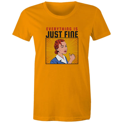 Everything Is Just Fine - Womens T-shirt Orange Womens T-shirt comic Retro