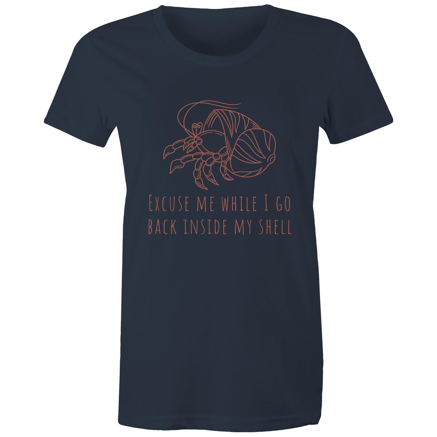 Hermit Crab Introvert - Womens T-shirt Navy Womens T-shirt animal Funny Womens