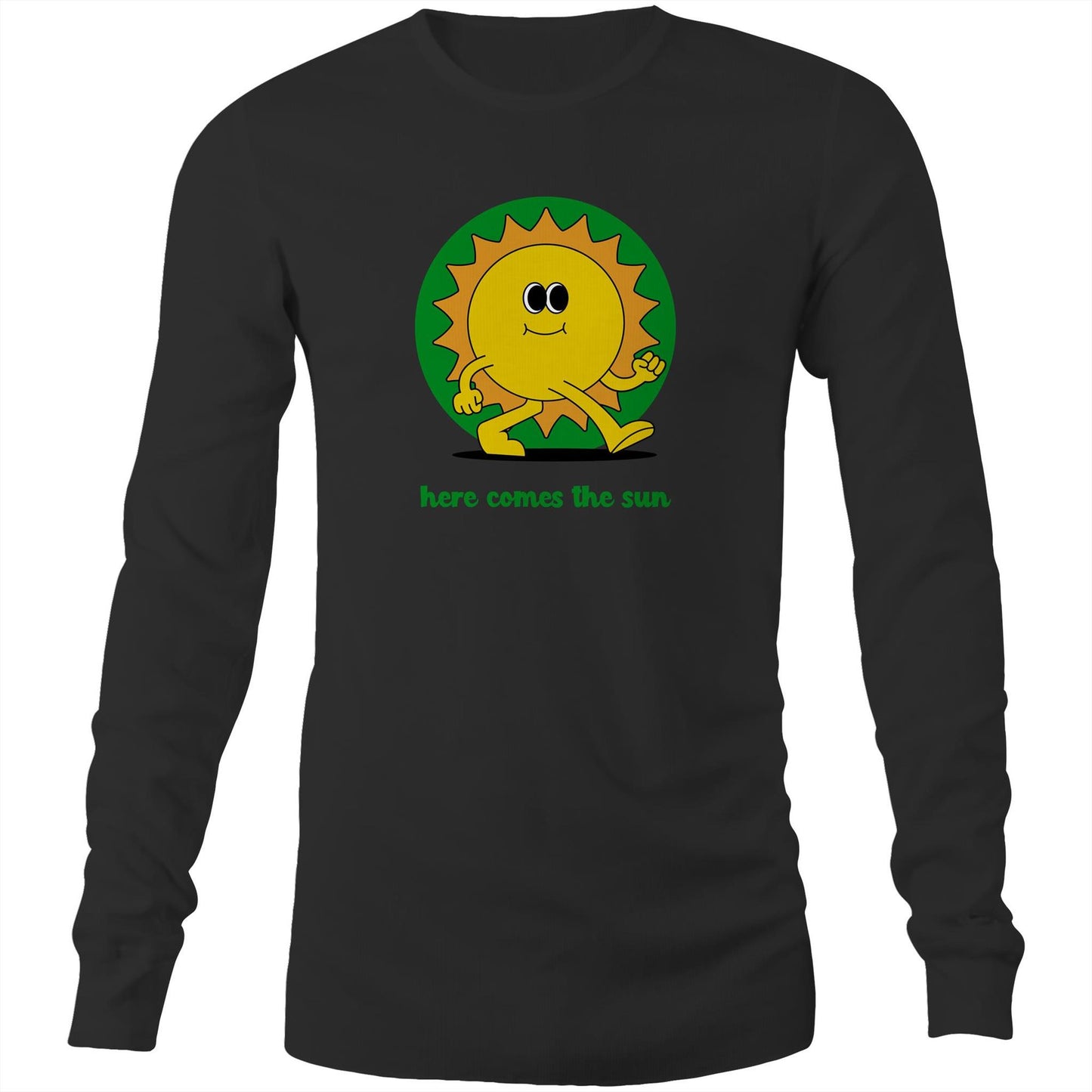 Here Comes The Sun - Long Sleeve T-Shirt Black Unisex Long Sleeve T-shirt Retro Summer