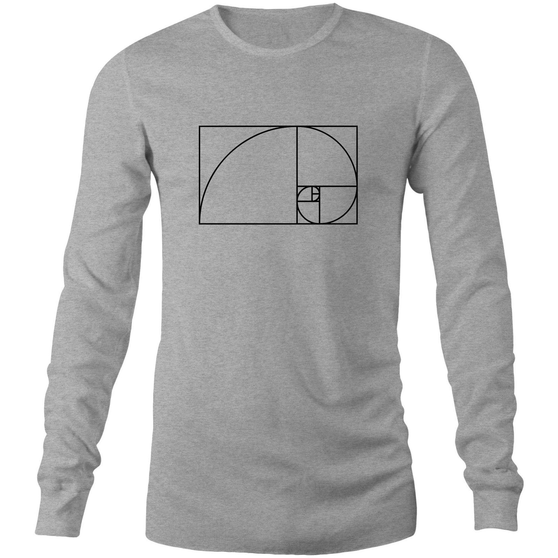 Fibonacci - Long Sleeve T-Shirt Grey Marle Unisex Long Sleeve T-shirt Maths Mens Science Womens
