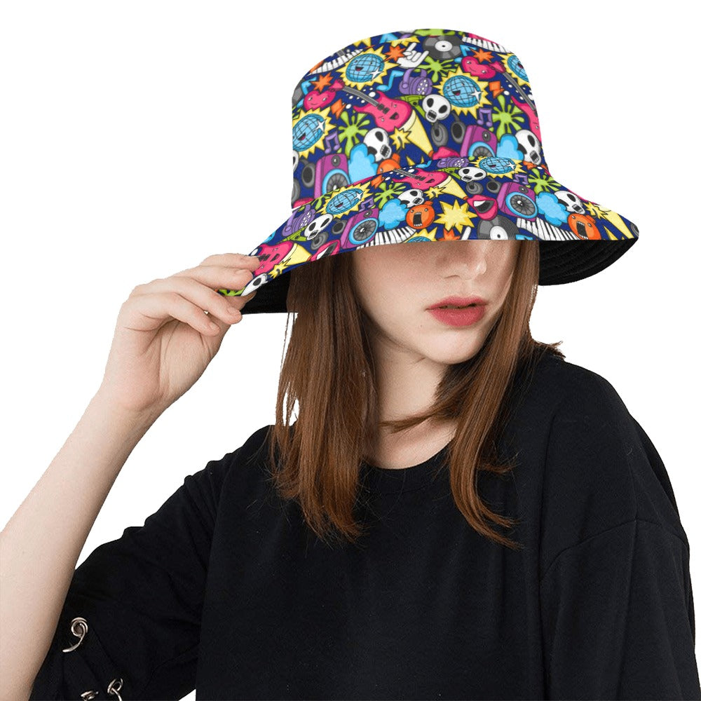 Sticker Music - Bucket Hat Bucket Hat for Women Music Printed Offshore