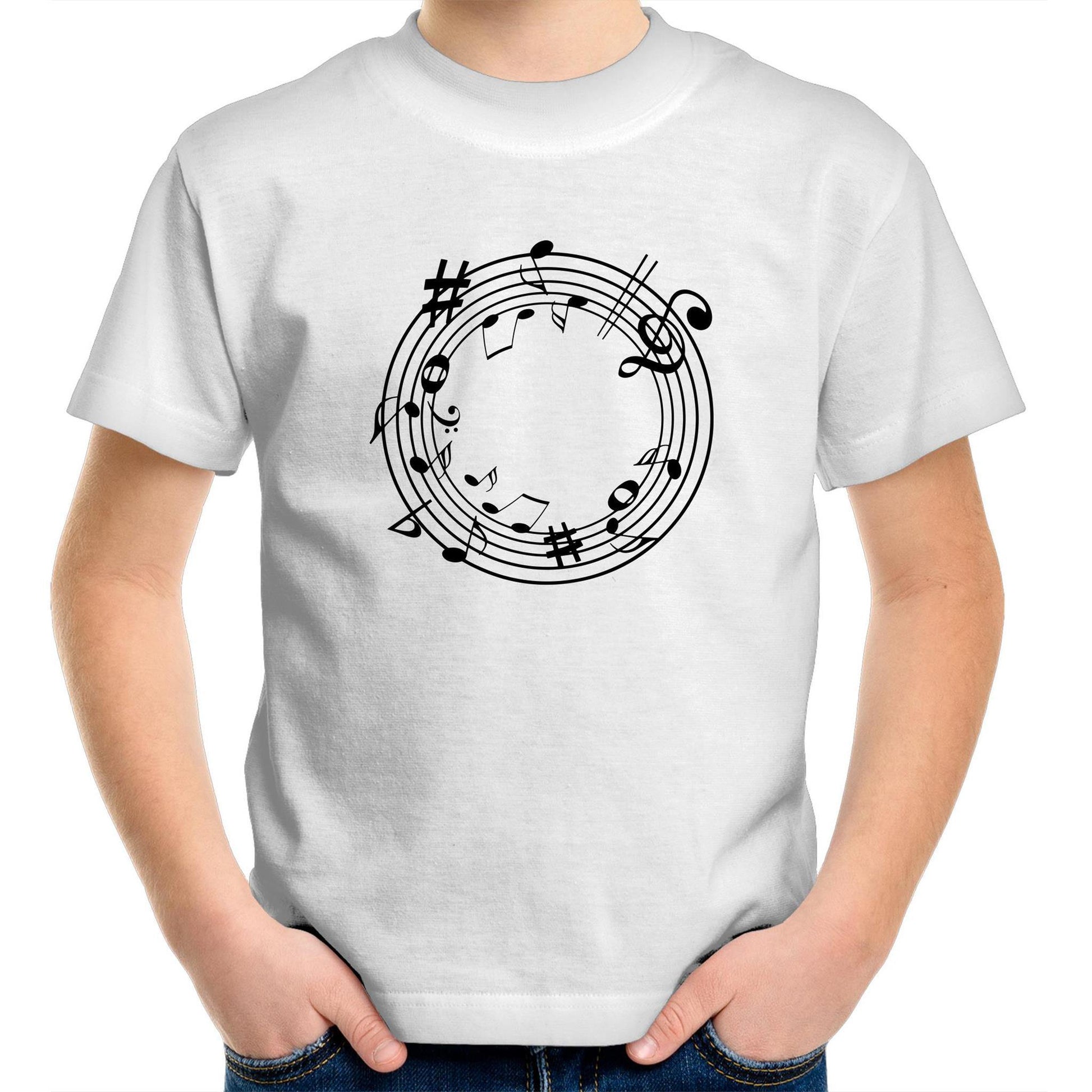 Music Circle - Kids Youth Crew T-Shirt White Kids Youth T-shirt Music
