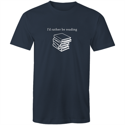 I'd Rather Be Reading - Mens T-Shirt Navy Mens T-shirt Funny Mens