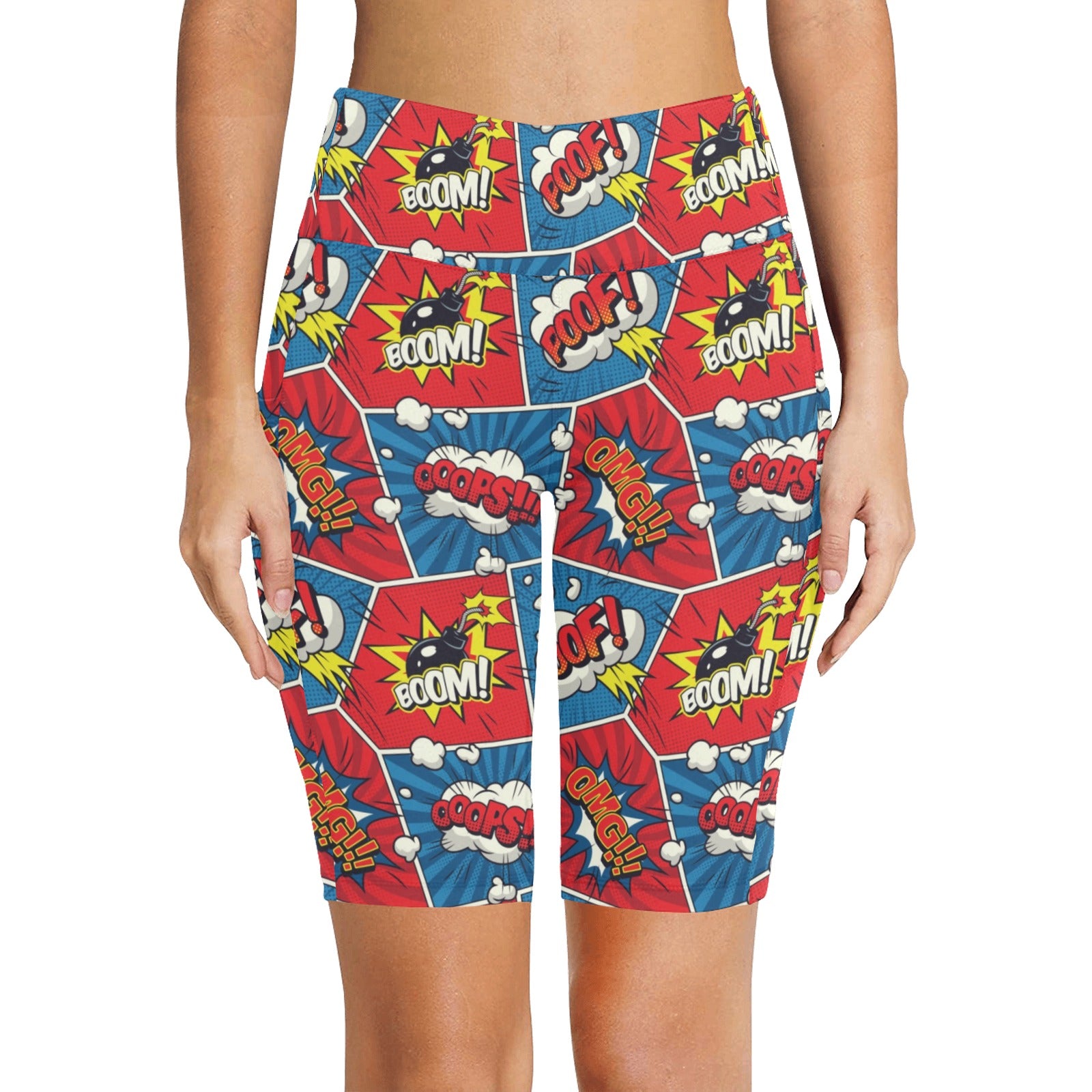 Comic Book Pop - Women's Bike Shorts Womens Bike Shorts comic