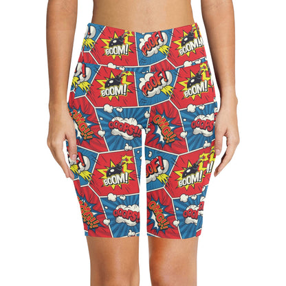 Comic Book Pop - Women's Bike Shorts Womens Bike Shorts comic