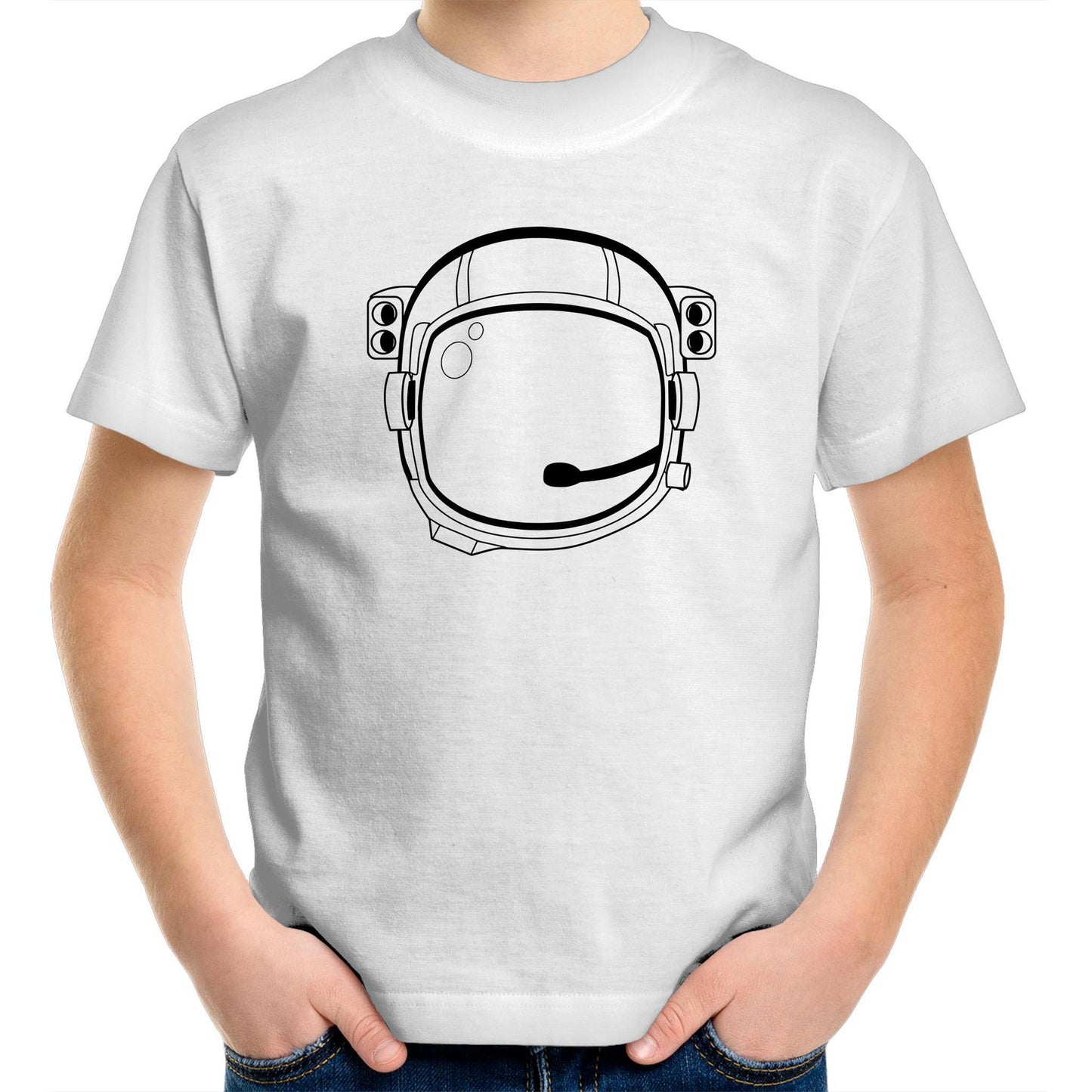 Astronaut Helmet - Kids Youth Crew T-Shirt White Kids Youth T-shirt Space