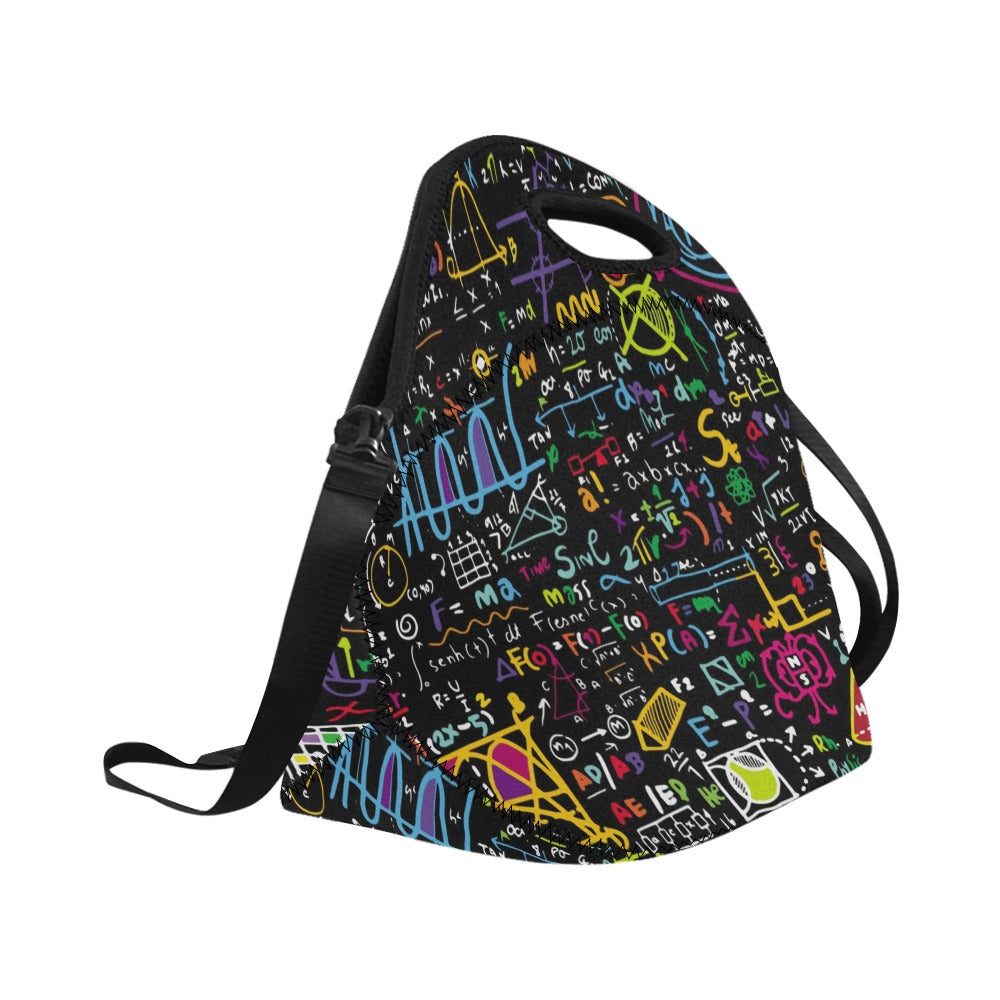 Math Scribbles - Neoprene Lunch Bag/Large Neoprene Lunch Bag/Large Maths Printed Offshore Science