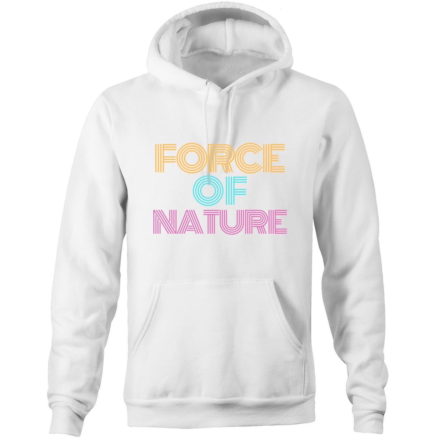 Force Of Nature - Pocket Hoodie Sweatshirt White Hoodie Mens Womens