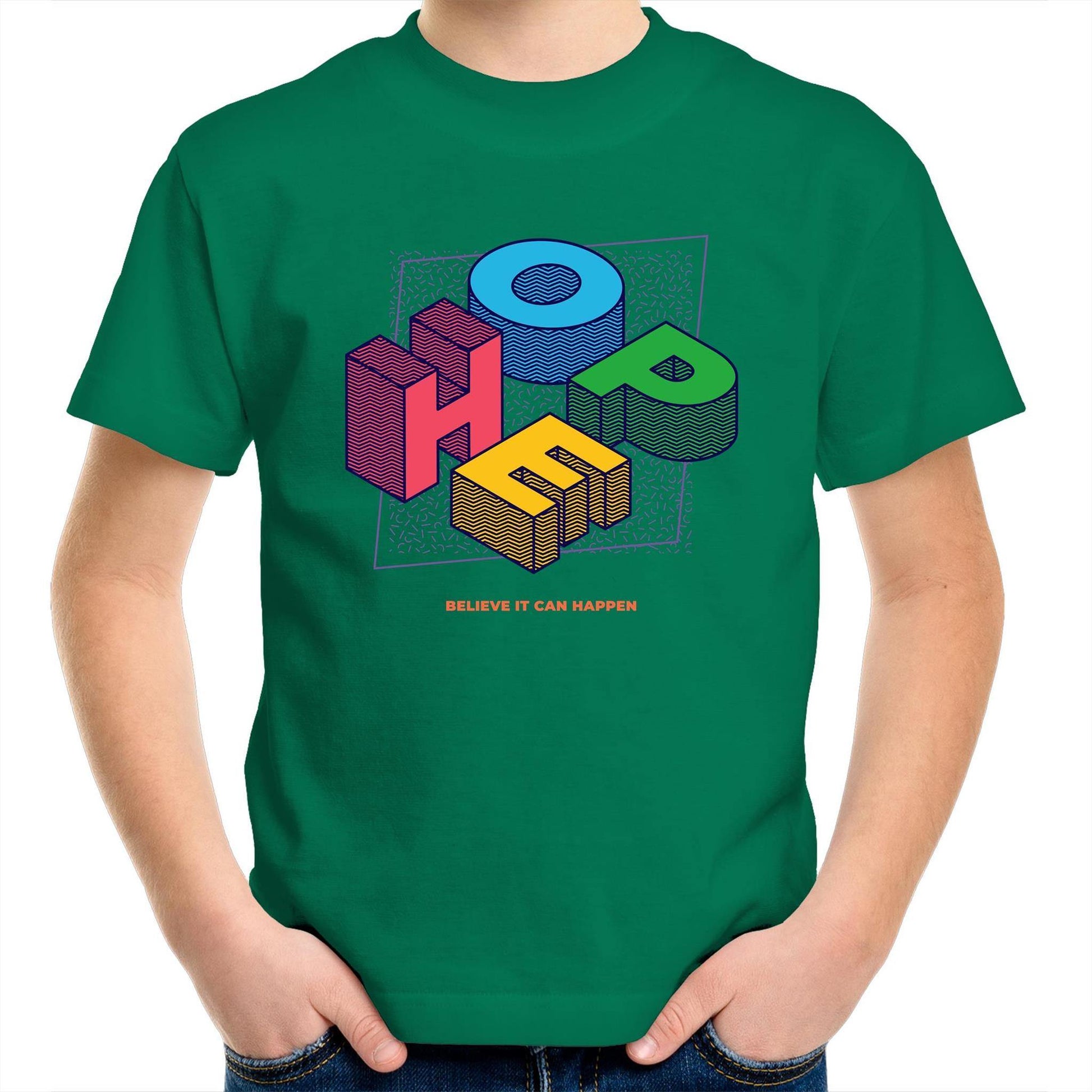 Hope - Kids Youth Crew T-Shirt Kelly Green Kids Youth T-shirt Retro