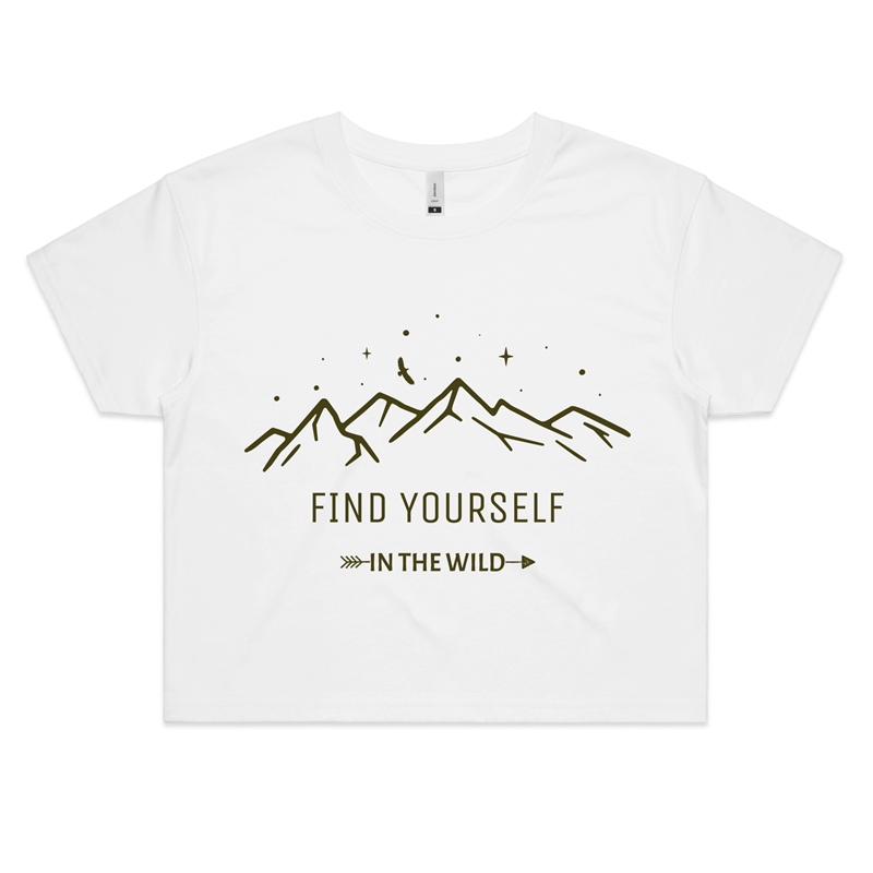 Find Yourself In The Wild - Womens Crop Tee White Womens Crop Top Womens