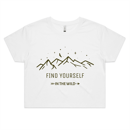 Find Yourself In The Wild - Womens Crop Tee White Womens Crop Top Womens