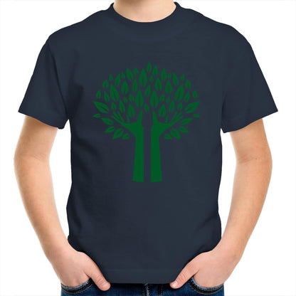 Green Tree - Kids Youth Crew T-Shirt Navy Kids Youth T-shirt Environment Plants
