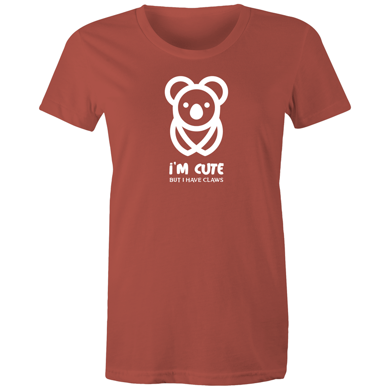 Koala, I'm Cute But I Have Claws - Women's T-shirt Coral Womens T-shirt animal Funny Womens