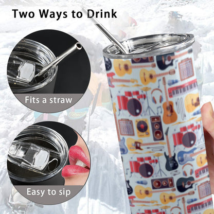 Music Instruments - 20oz Tall Skinny Tumbler with Lid and Straw 20oz Tall Skinny Tumbler with Lid and Straw