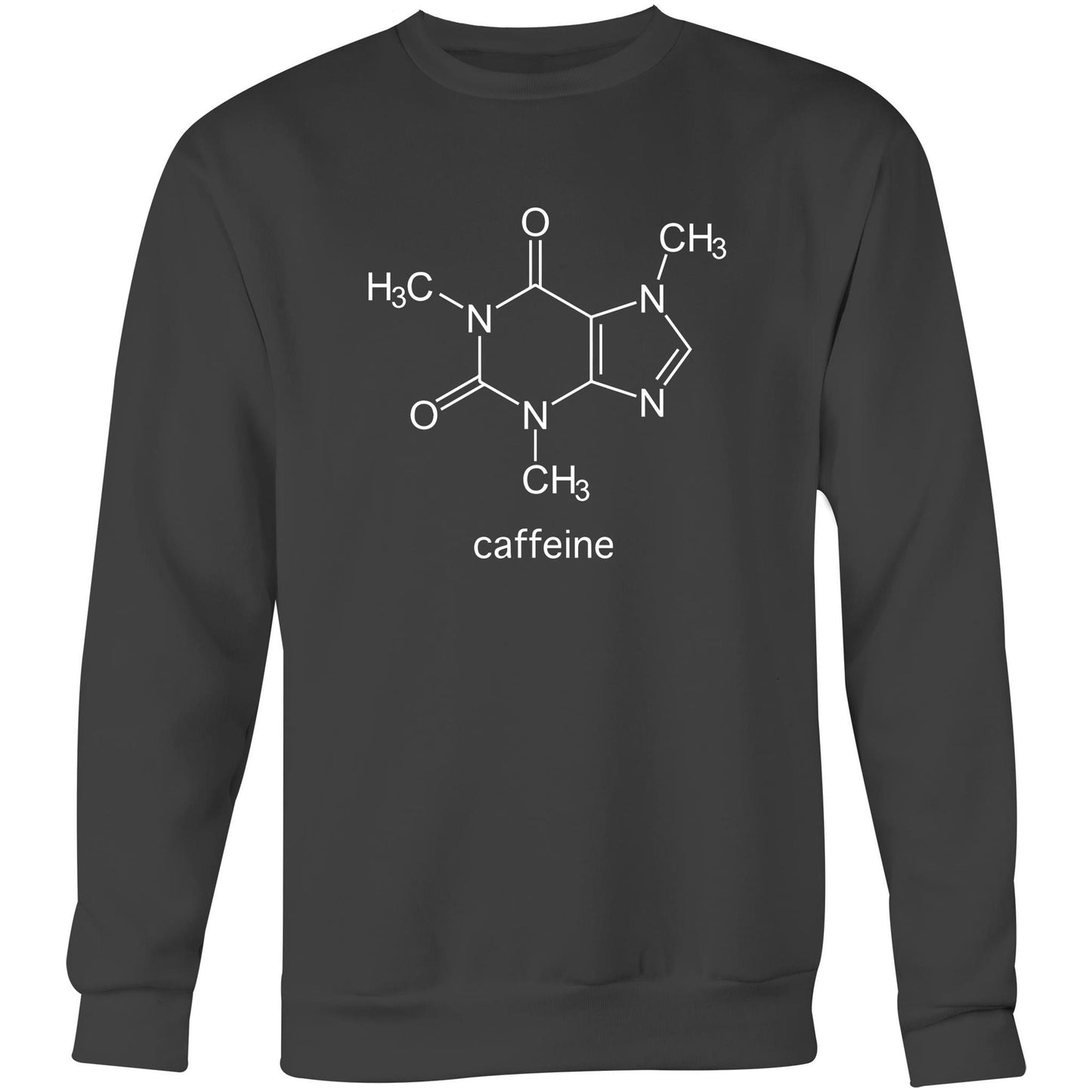 Caffeine Molecule - Crew Sweatshirt Coal Sweatshirt Coffee Mens Science Womens