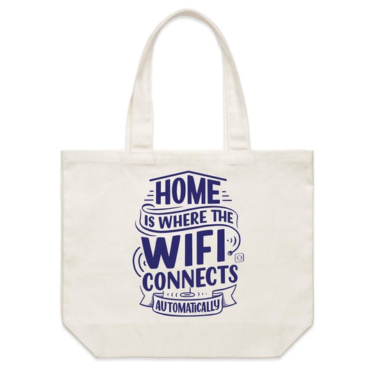 Home Is Where The WIFI Connects Automatically - Shoulder Canvas Tote Bag Default Title Shoulder Tote Bag