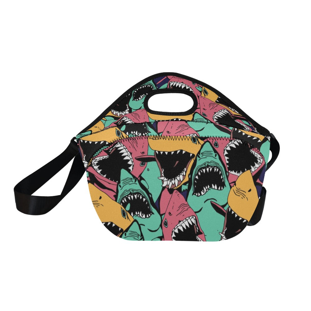 Scary Sharks - Neoprene Lunch Bag/Large Neoprene Lunch Bag/Large animal Printed Offshore