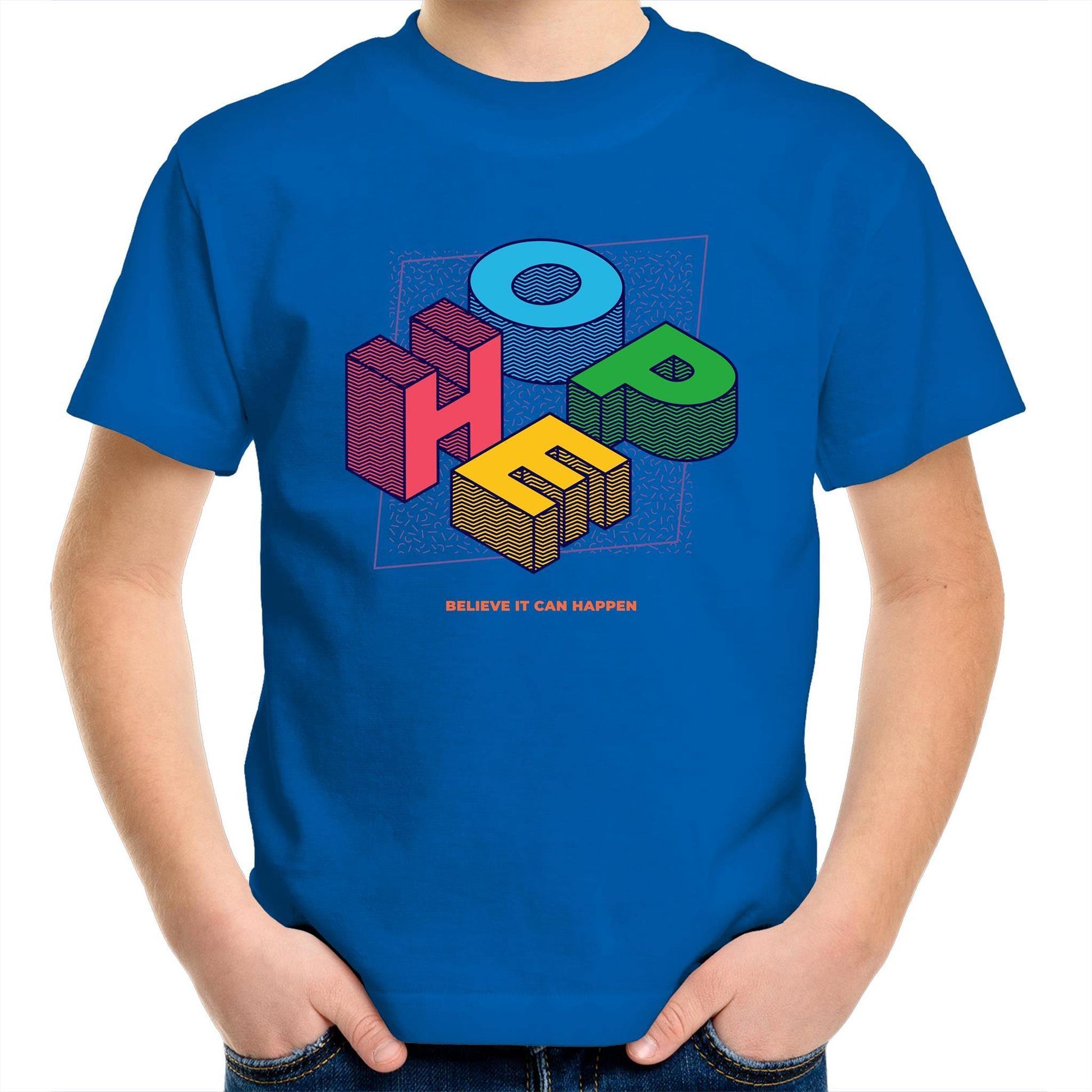 Hope - Kids Youth Crew T-Shirt Bright Royal Kids Youth T-shirt Retro