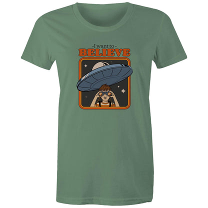 I Want To Believe - Womens T-shirt Sage Womens T-shirt Sci Fi