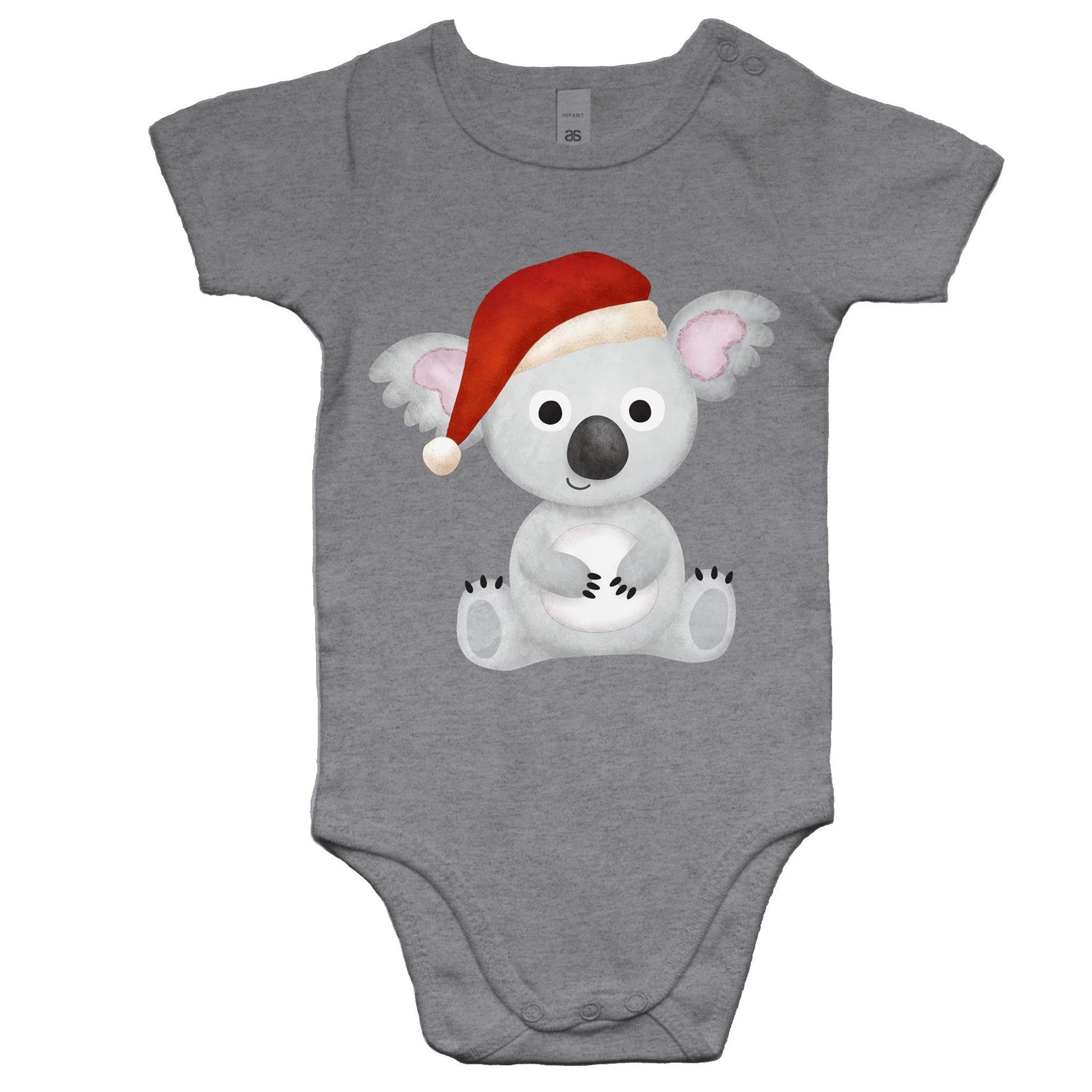 Christmas Koala - Baby Onesie Romper Grey Marle Christmas Baby Bodysuit Merry Christmas
