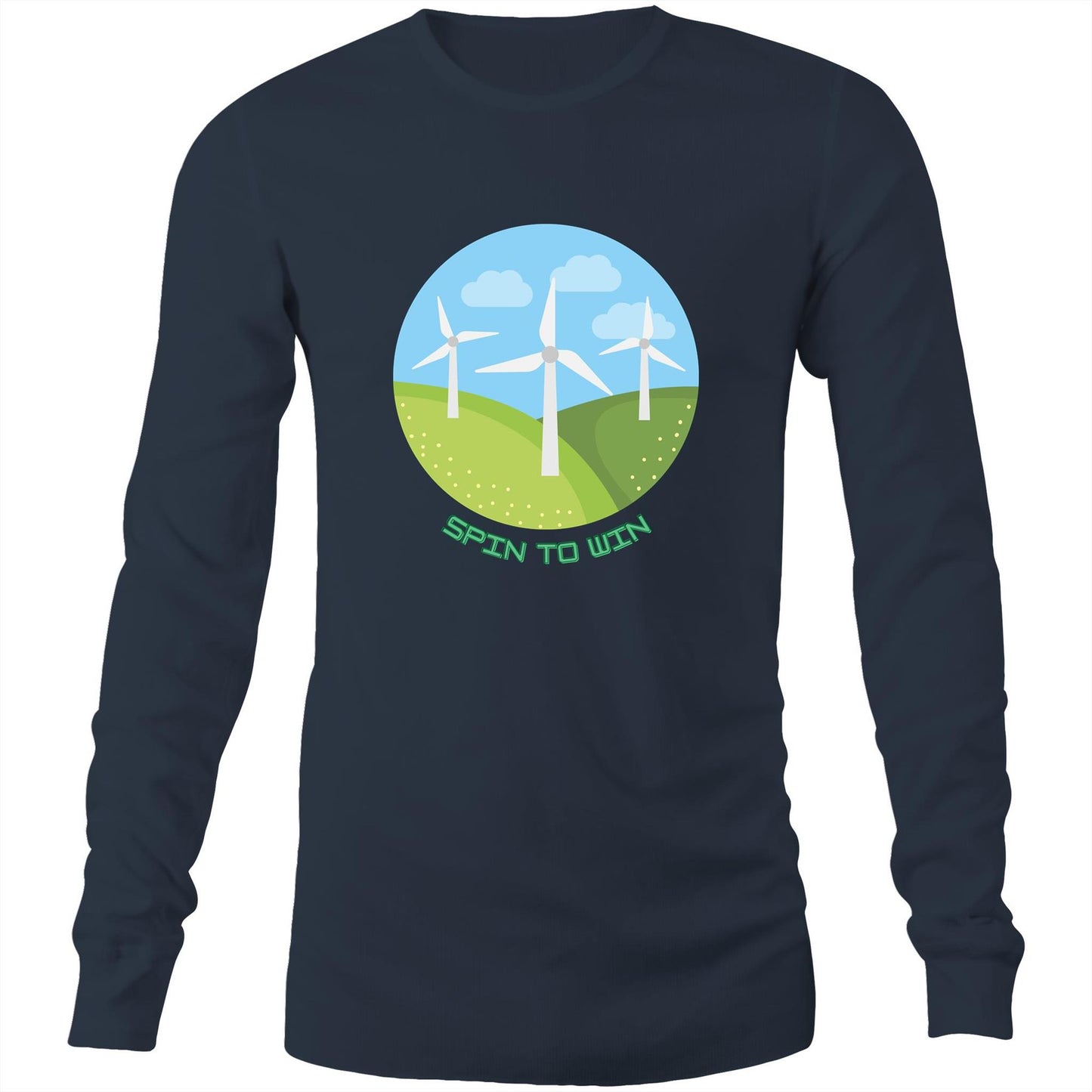 Spin To Win - Long Sleeve T-Shirt Navy Unisex Long Sleeve T-shirt Environment Mens Womens