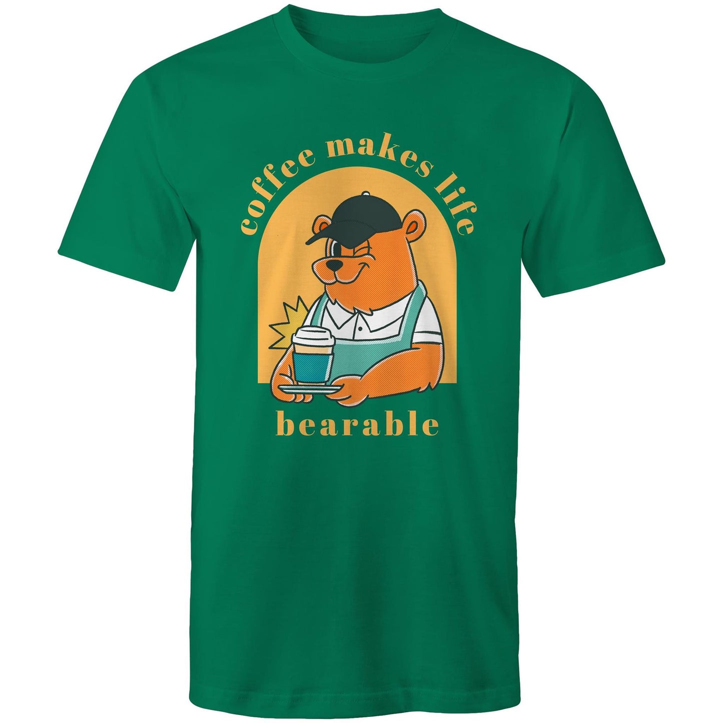 Coffee Makes Life Bearable - Mens T-Shirt Kelly Green Mens T-shirt animal Coffee