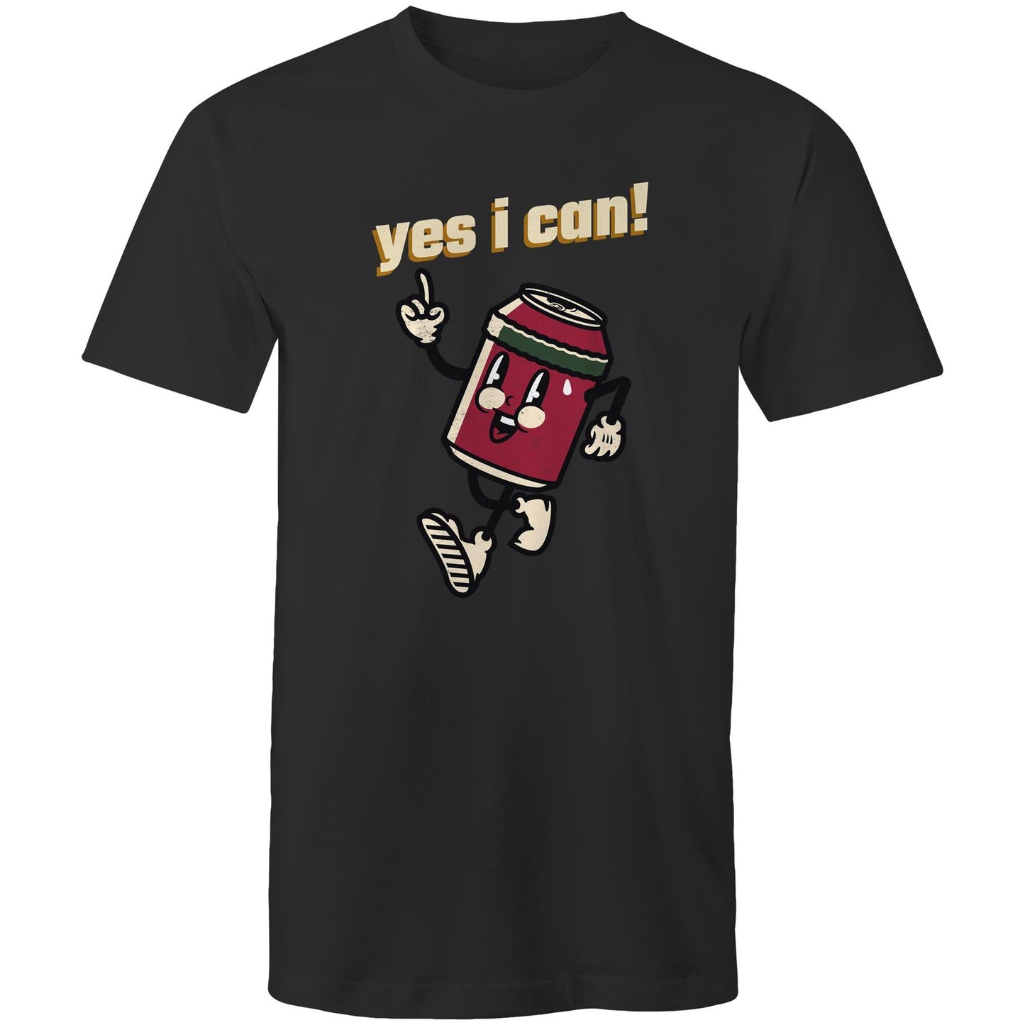 Yes I Can! - Mens T-Shirt Black Mens T-shirt Motivation Retro