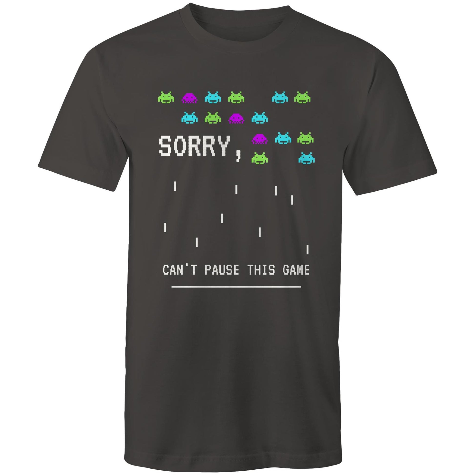 Sorry, Can't Pause This Game - Mens T-Shirt Charcoal Mens T-shirt Games